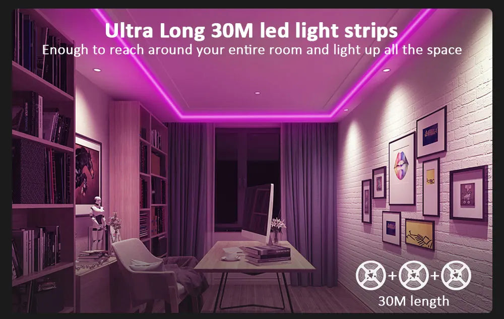 Led Strip Lights Smart Light Strips with App Control RGB Led Lights for Bedroom，Music Sync Color Changing