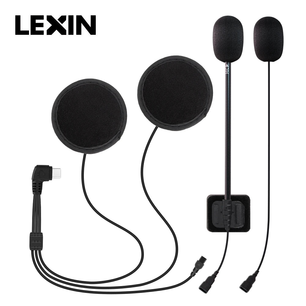 LEXIN LX-B4FM-X Intercom Headset&Clip Set for Full/Half Helmet with High Quality and Loud Sound Bluetooth Headphone Jack Plug