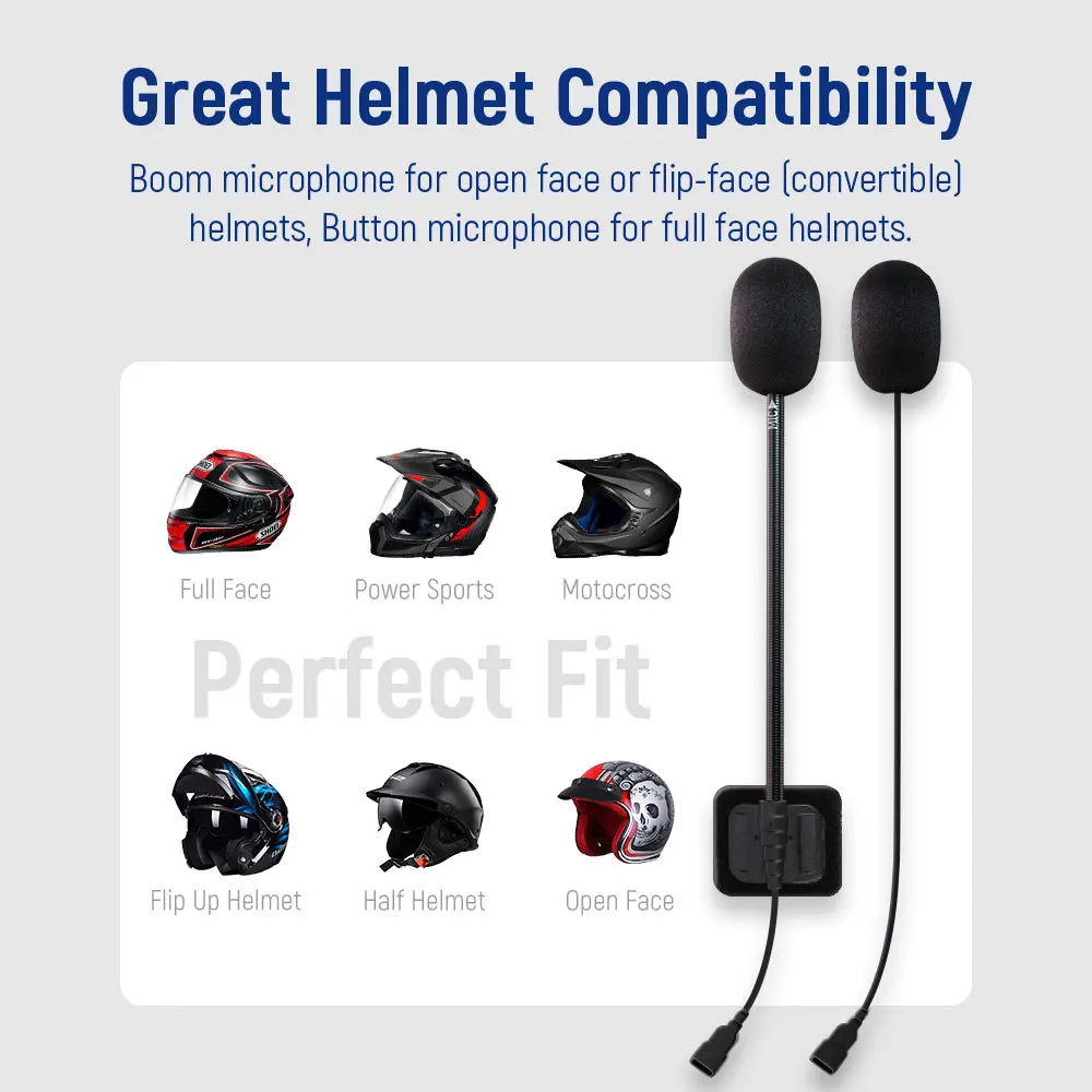 LEXIN LX-B4FM-X Intercom Headset&Clip Set for Full/Half Helmet with High Quality and Loud Sound Bluetooth Headphone Jack Plug