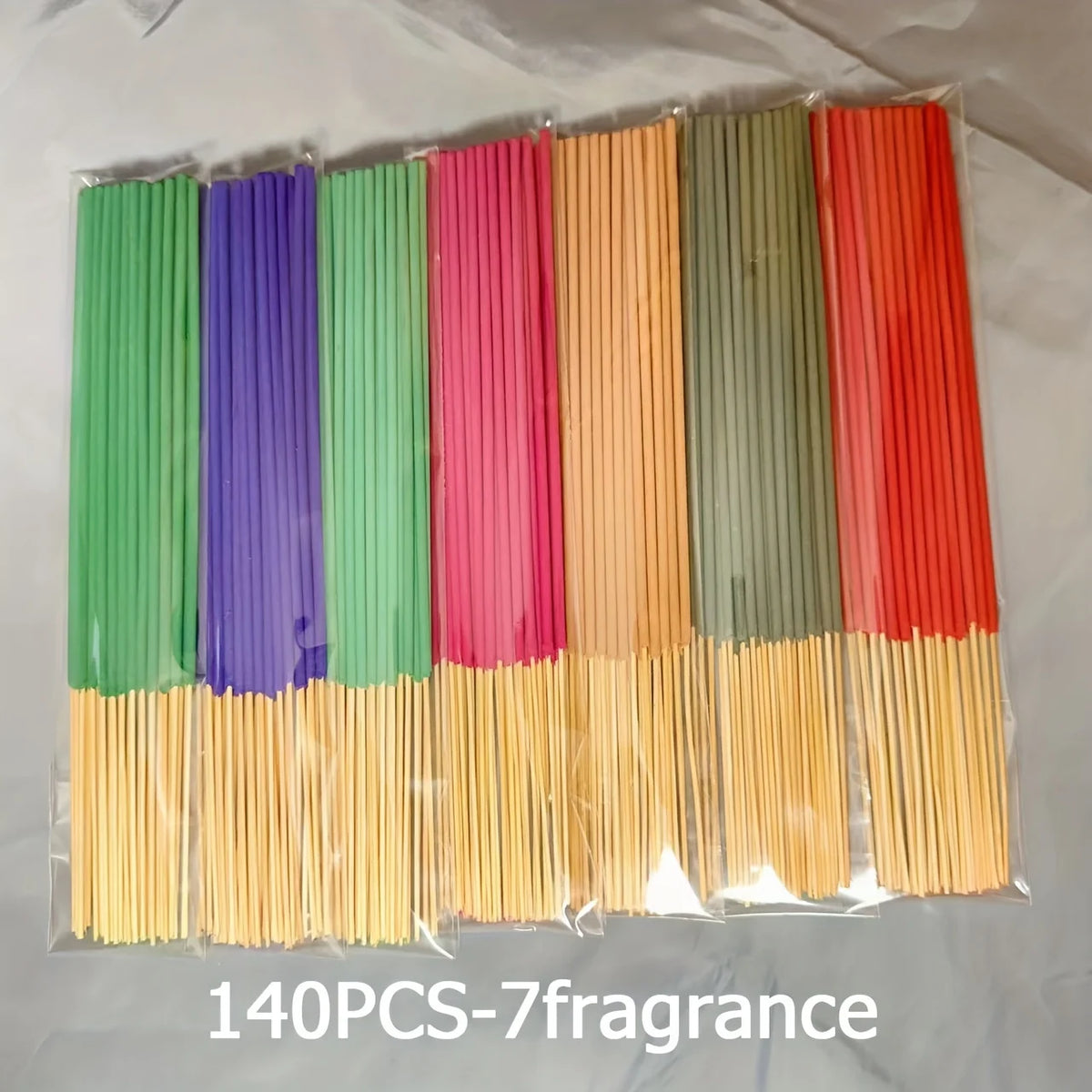 7 Sets of 140 Incense Sticks, Available in Four Seasonal Sets: Rose, Lavender, Sandalwood, Jasmine, Mint, Cherry Blossom, Herbal, and Dragon Blood Wood, with 20 Sticks Per Pack, Suitable for Home Use, Office, Yoga, Meditation