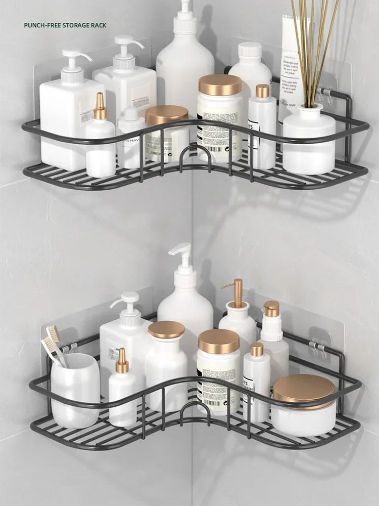 Stainless Steel Corner Shower Rack - Rustproof, Wall-mounted Bathroom Storage Rack for Shampoo, Toner and Cosmetics