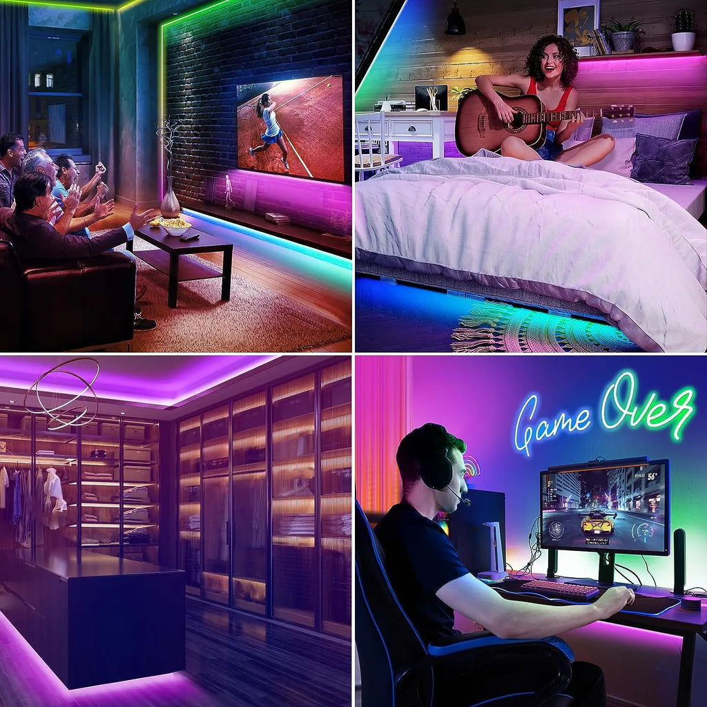 Ruban néon LED RGB flexible 5 m / 10 m – Contrôle par appli et télécommande, étanche IP65
