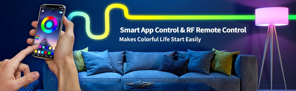 Ruban néon LED RGB flexible 5 m / 10 m – Contrôle par appli et télécommande, étanche IP65