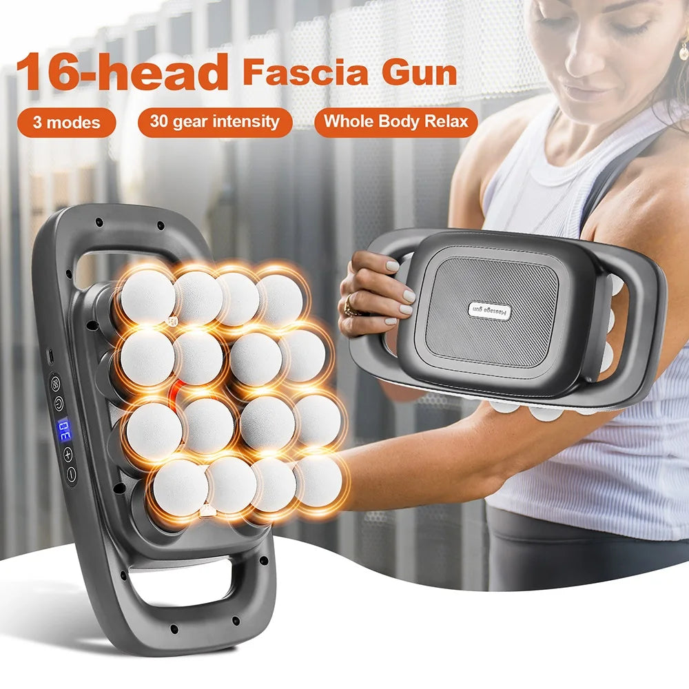 16-Head Fascia Gun High-Frequency Vibration Body Massage Gun Waist and Back  Massager Neck Shoulder Massager Muscle masajeador