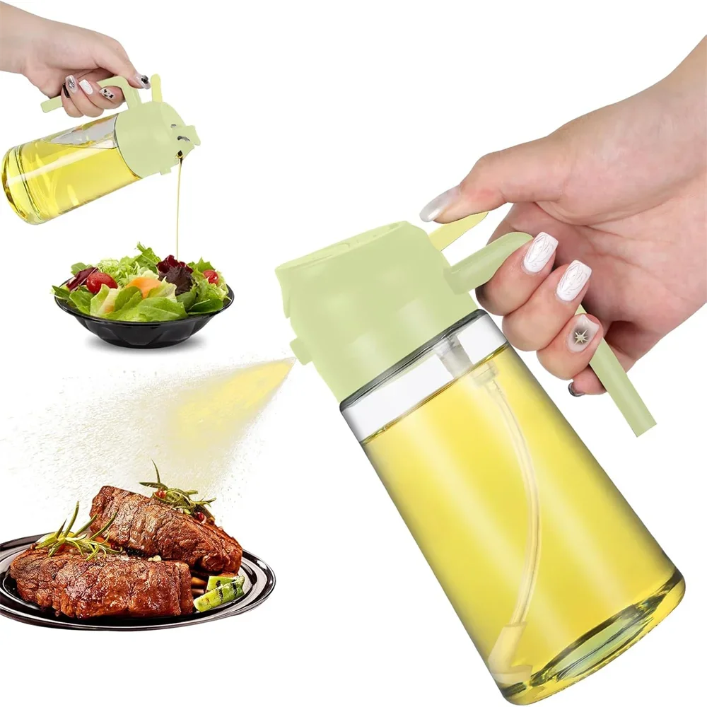 Pulvérisateur d'huile d'olive 2en1 en verre 470 ml – Spray et verseur pour cuisine