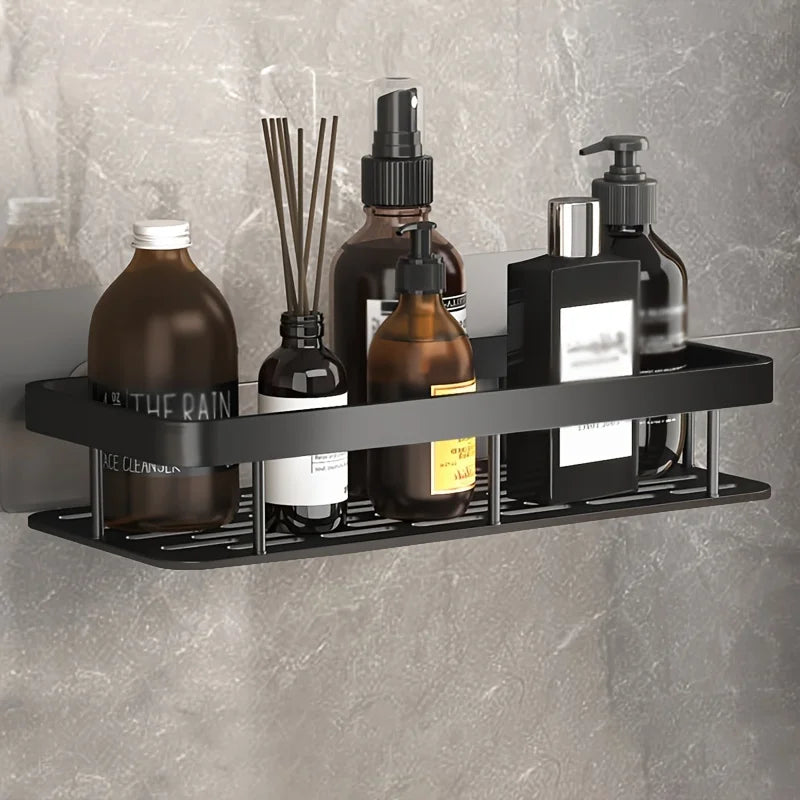 Punch Free Wall Mounted Bathroom Shelf No Drill Shower Shelf Kitchen Storage Organizer Shampoo Rack Makeup Storage Organizer