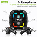 Bluetooth Headset HTC NE70 True Wireless Earbuds with AI Two-Way Translation Auriculares Traductor De Idioma 2026, 360° Surround Sound, Ecouteurs Bluetooth Sans Fil, Ultra Comfort Lightweight for Sports & Travel, Works with