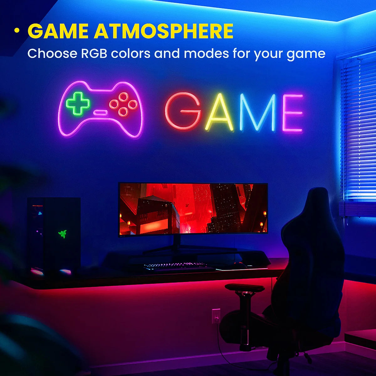 RGB Flexible Neon Strip Lights with App/Remote Control, Multiple Modes, Music Sync,  IP65 Waterproof LED Strip Neon Rope Lamp