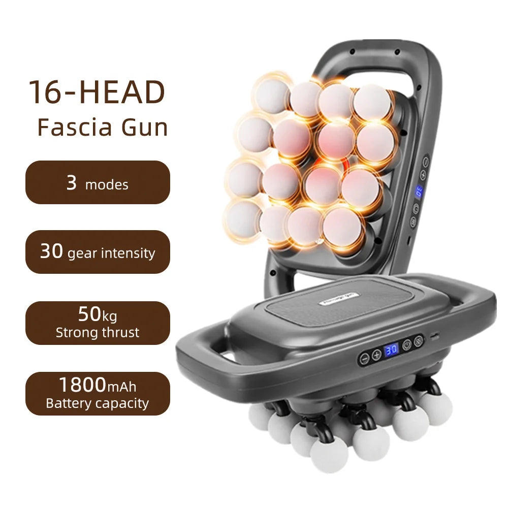 16-Head Fascia Gun High-Frequency Vibration Body Massage Gun Waist and Back  Massager Neck Shoulder Massager Muscle masajeador