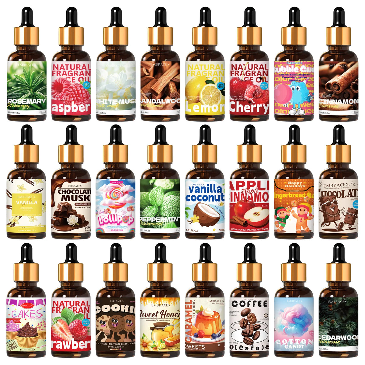 36 type 30ml Essential Oil Long Lasting Fragrance for Aromatherapy Relaxation Holiday Gifts For Friends