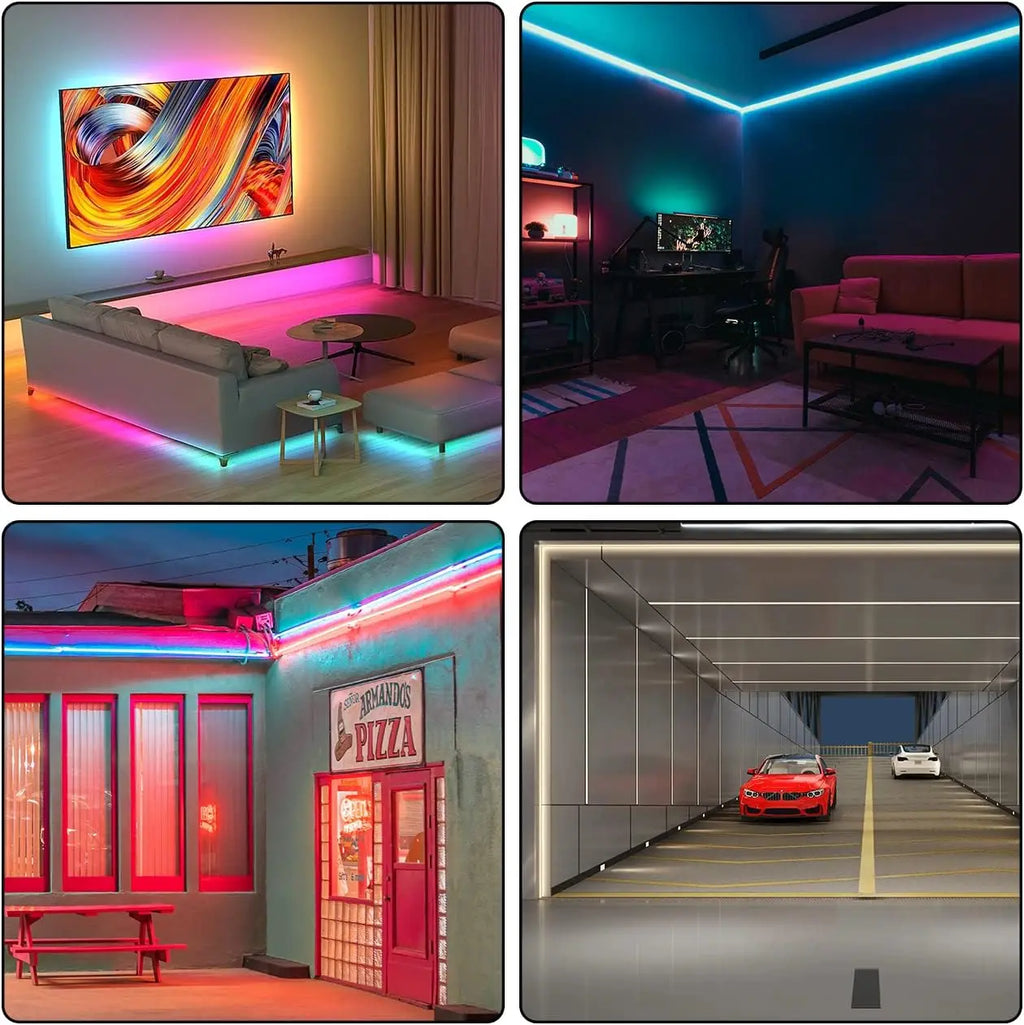 RGB Flexible Neon Strip Lights with App/Remote Control, Multiple Modes, Music Sync,  IP65 Waterproof LED Strip Neon Rope Lamp