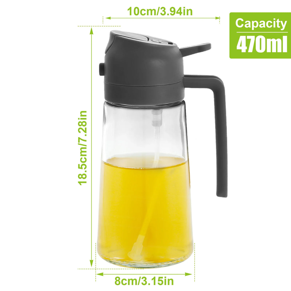 470ML/500ML 2in1 Olive Oil Dispenser Bottle Oil Sprayer Stainless Steel/Glass Oil Sprayer Bottle for Cooking Kitchen Accessories