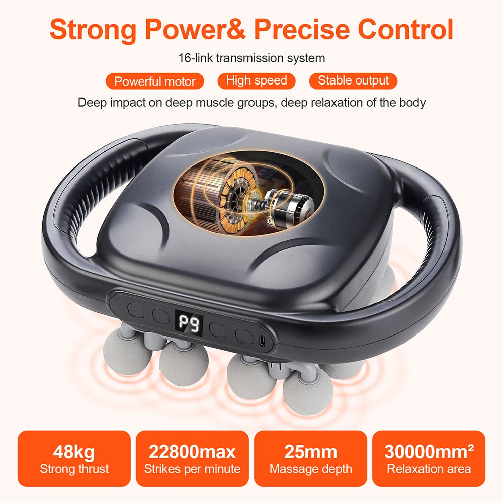 16-Head Fascia Gun High-Frequency Vibration Body Massage Gun Waist and Back  Massager Neck Shoulder Massager Muscle masajeador