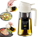 Distributeur d'huile 2en1 470 ml – Spray et bec verseur pour cuisine, avec étiquettes