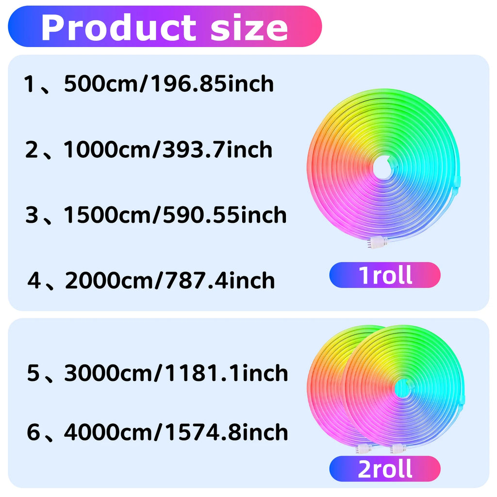 Neon Rope Lights,Flexible Led Rope Lights Control with App/Remote,Multiple Modes Rope Lights,IP65 Outdoor RGB Led Neon Lights Wa