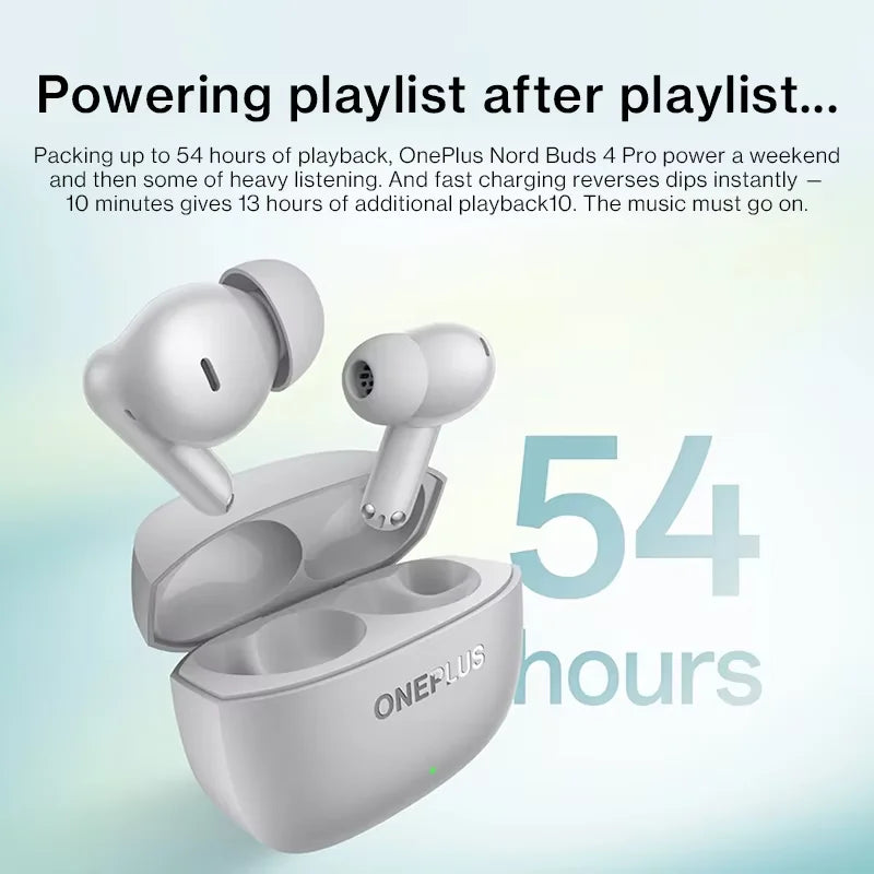 Global Version OnePlus Nord Buds 4 Pro earphone Active Noise Cancellation 54 Hours of Playback Bluetooth 6.0 ear buds
