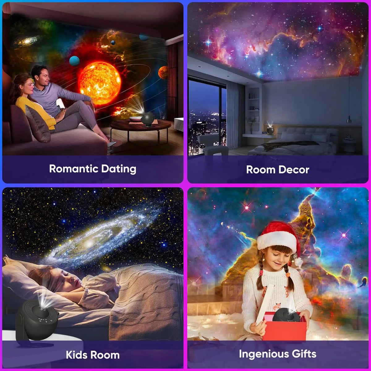 Projecteur ciel étoilé Galaxy 13 en 1 – Veilleuse LED rotative 360° avec minuteur