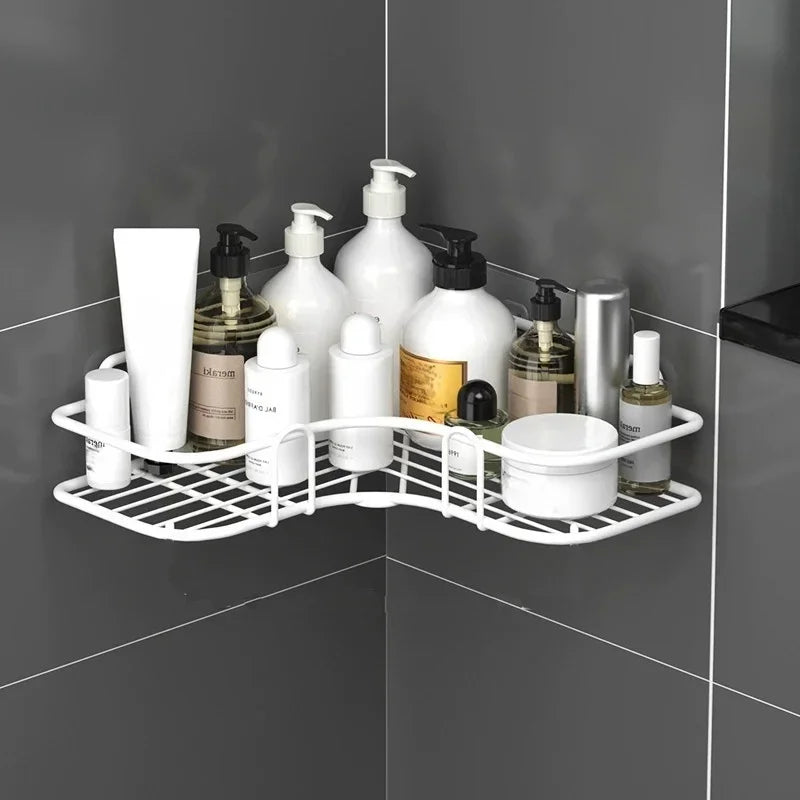Stainless Steel Corner Shower Rack - Rustproof, Wall-mounted Bathroom Storage Rack for Shampoo, Toner and Cosmetics