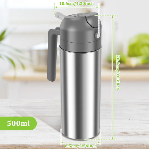 470ML/500ML 2in1 Olive Oil Dispenser Bottle Oil Sprayer Stainless Steel/Glass Oil Sprayer Bottle for Cooking Kitchen Accessories