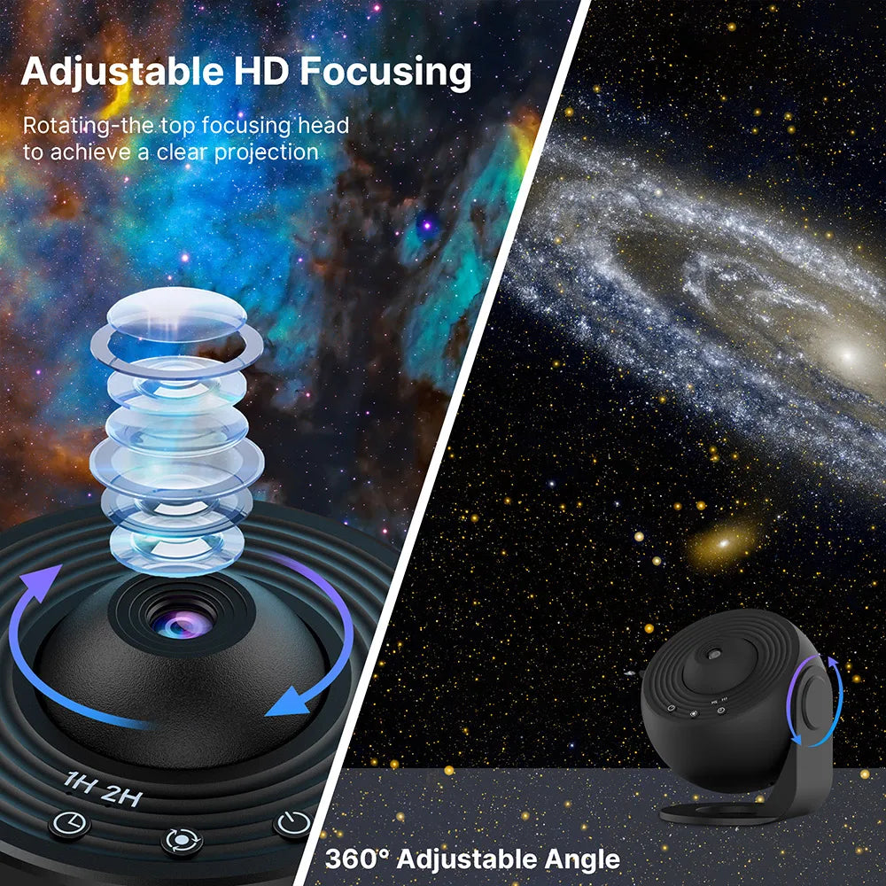 Projecteur ciel étoilé Galaxy 13 en 1 – Veilleuse LED rotative 360° avec minuteur