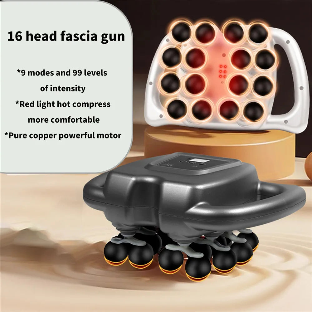 16/24 Head Fascia Gun Muscle Massage Gun High Frequency Neck Shoulder Waist Massage Machine Professional Muscle Massage Gun