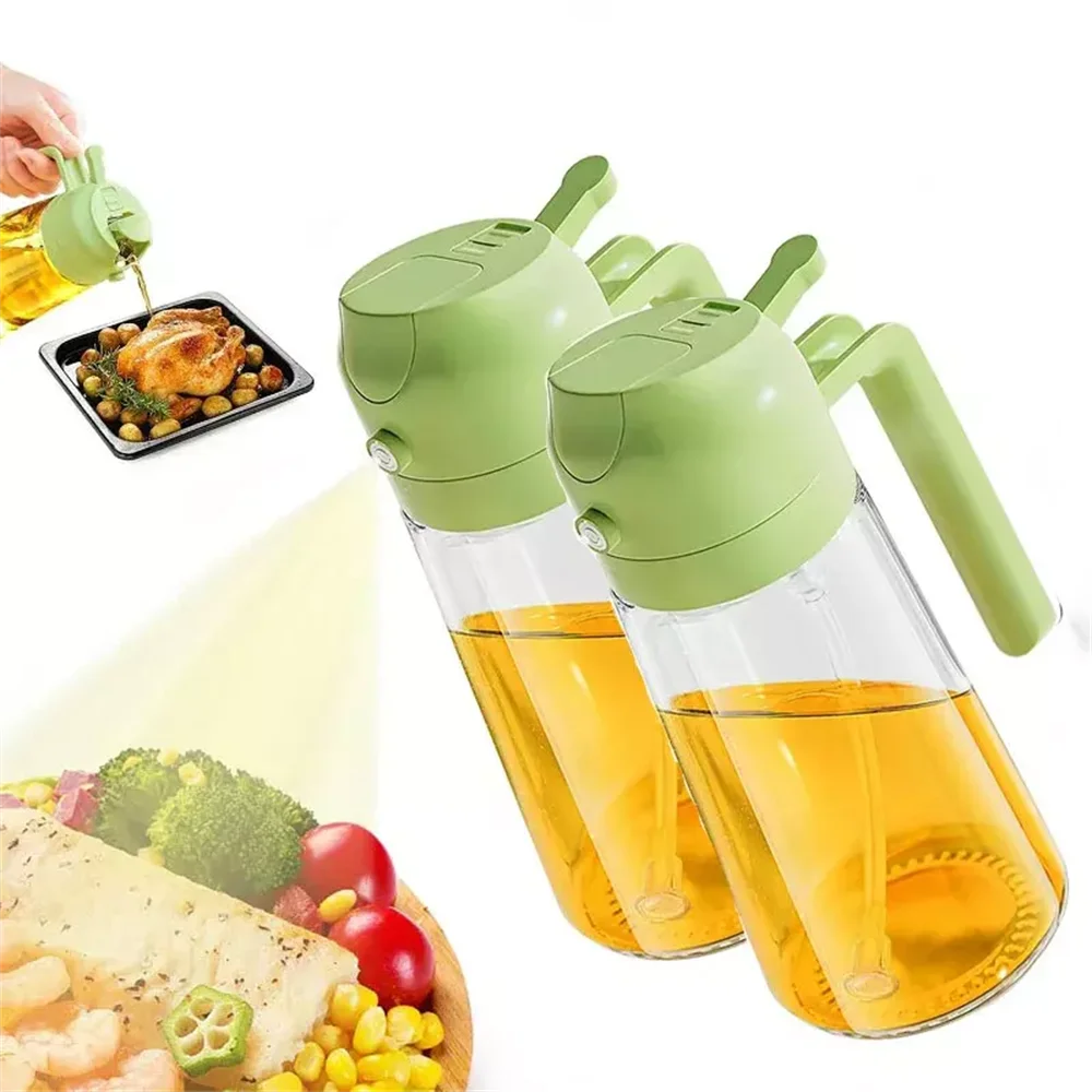 Pulvérisateur d'huile d'olive 2en1 en verre 470 ml – Spray et verseur pour cuisine