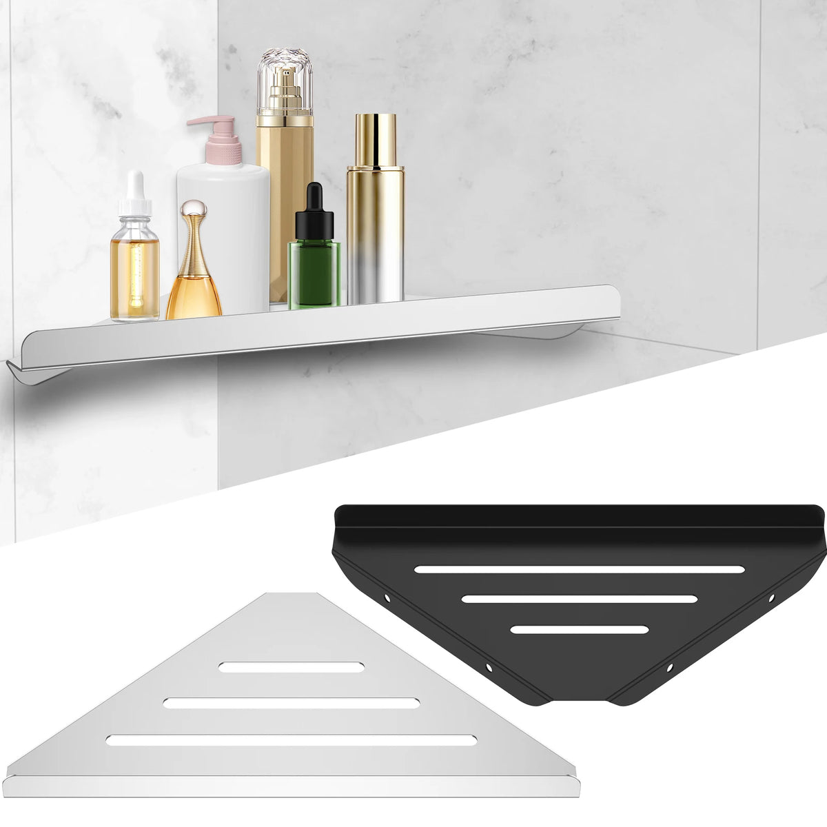 Étagère de douche d'angle sans perçage en inox 304 – Rangement salle de bain