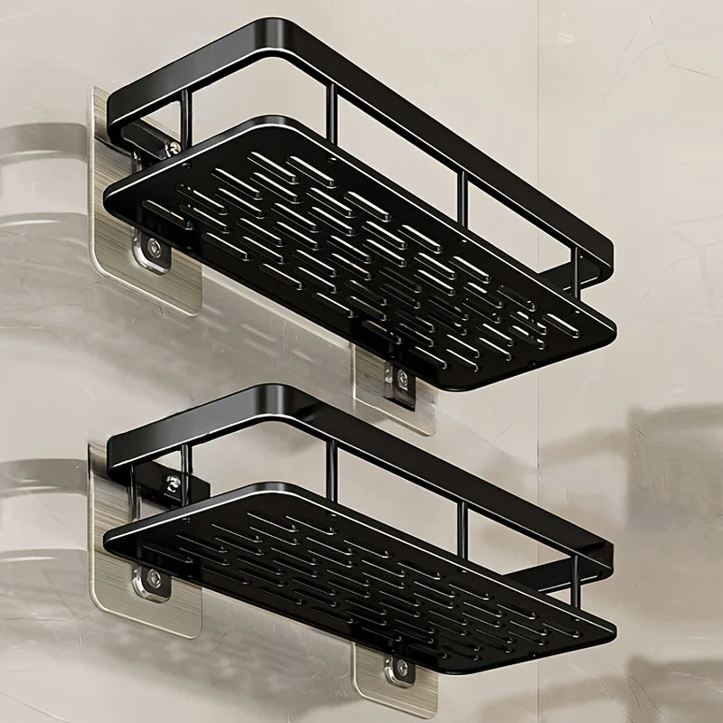 Punch Free Wall Mounted Bathroom Shelf No Drill Shower Shelf Kitchen Storage Organizer Shampoo Rack Makeup Storage Organizer