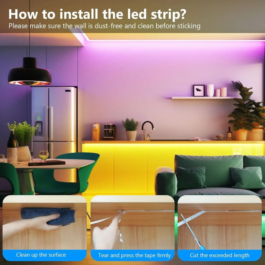 40M/30M RGB LED Strip Lights with Remote Control Bluetooth App, Dimmable Colour Changing LED Fairy Lamps Music Sync for Room