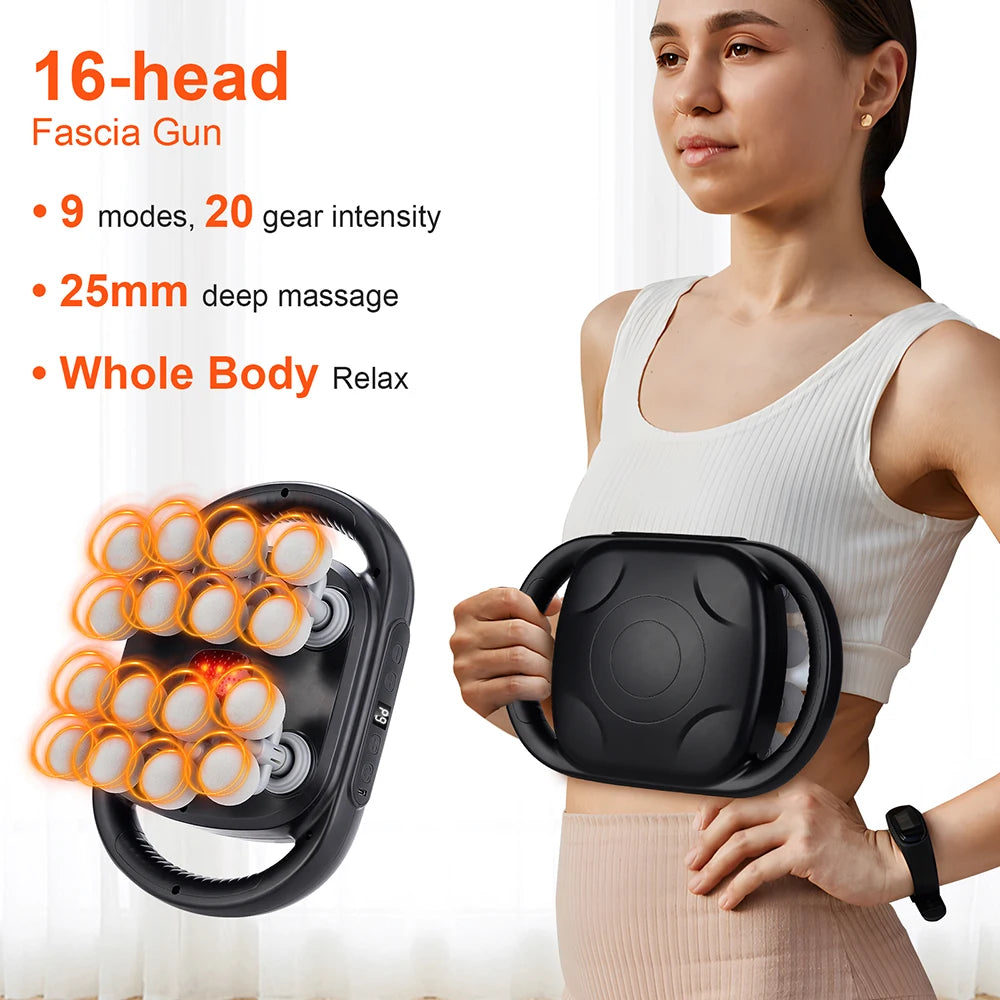 16-Head Fascia Gun High-Frequency Vibration Body Massage Gun Waist and Back  Massager Neck Shoulder Massager Muscle masajeador