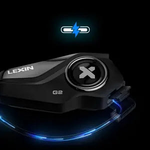 Lexin G2P Motorcycle Intercom Helmet Bluetooth Headsets,Handsfree Communicator Up to 6 Riders Interphone with FM Radio