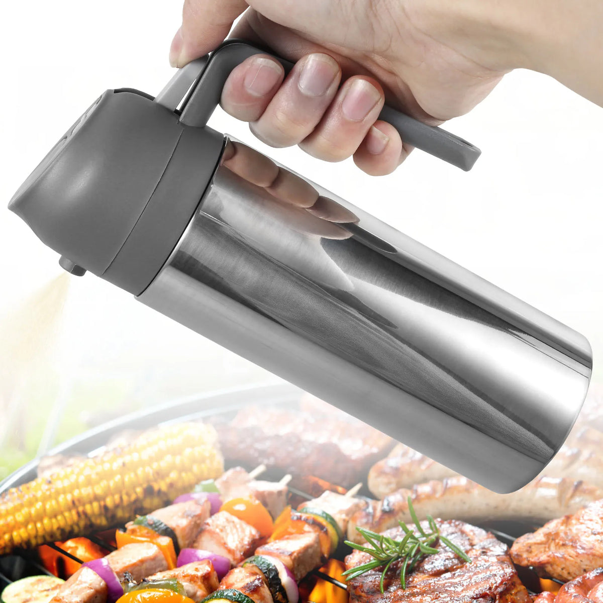 470ML/500ML 2in1 Olive Oil Dispenser Bottle Oil Sprayer Stainless Steel/Glass Oil Sprayer Bottle for Cooking Kitchen Accessories