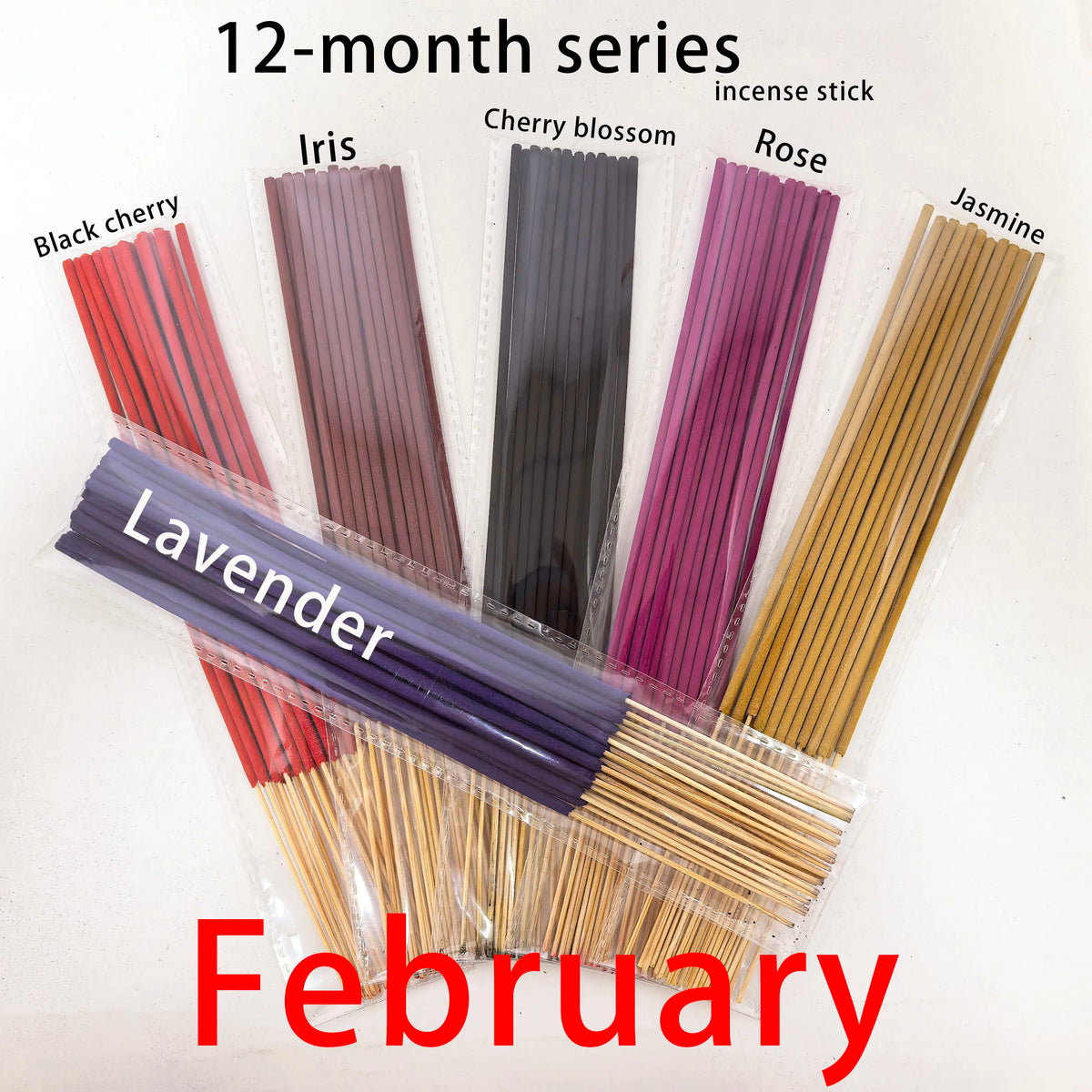 6 Sets of Approximately 126 High-Quality Incense Sticks - Including Shrubs, Lavender, Lemongrass, Dragon's Blood, Rose, Jasmine, Cherry Blossom, Suitable for Purification, Yoga Meditation, and Home Use - Perfect Gift with Lon