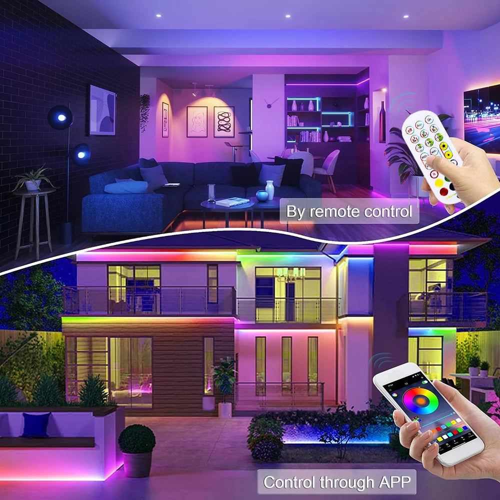 Ruban néon LED RGB flexible 5 m / 10 m – Contrôle par appli et télécommande, étanche IP65