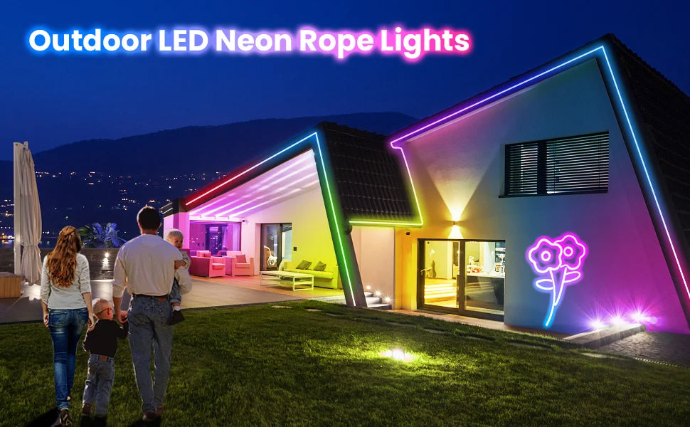 Ruban néon LED RGB flexible 5 m / 10 m – Contrôle par appli et télécommande, étanche IP65