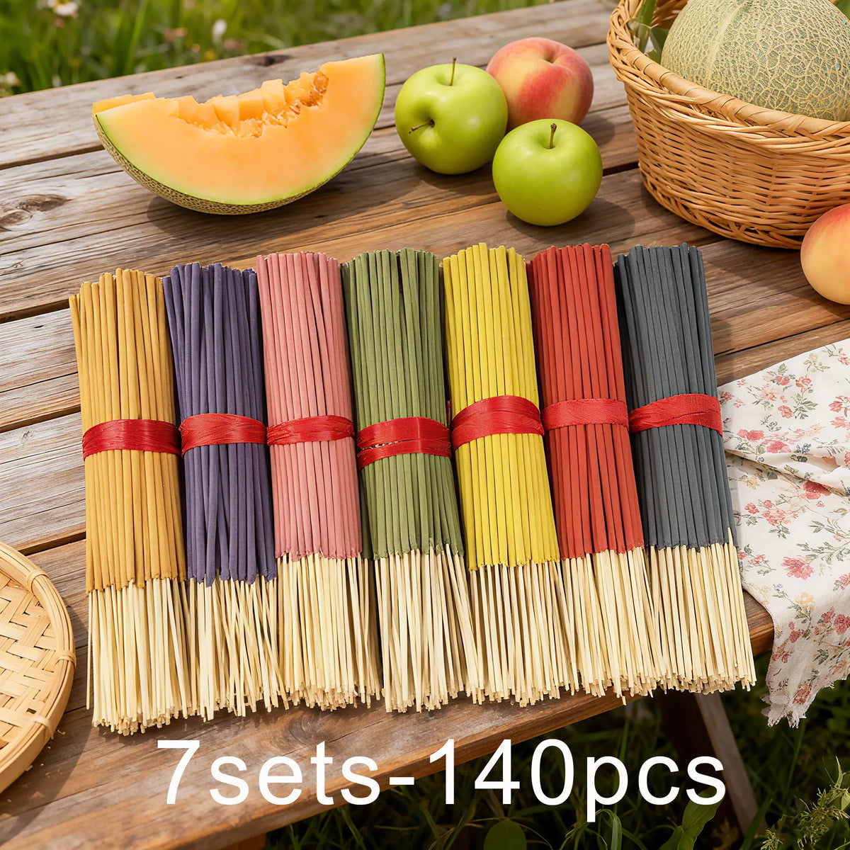 7 Sets of 140 Incense Sticks, Available in Four Seasonal Sets: Rose, Lavender, Sandalwood, Jasmine, Mint, Cherry Blossom, Herbal, and Dragon Blood Wood, with 20 Sticks Per Pack, Suitable for Home Use, Office, Yoga, Meditation