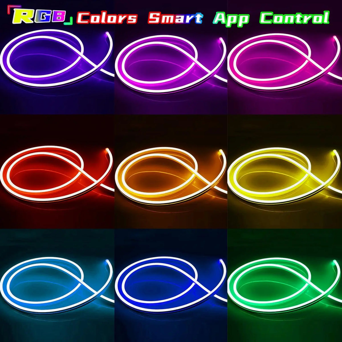Neon Rope Lights,Flexible Led Rope Lights Control with App/Remote,Multiple Modes Rope Lights,IP65 Outdoor RGB Led Neon Lights Wa