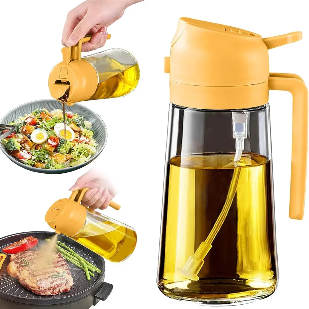 Pulvérisateur d'huile d'olive 2en1 en verre 470 ml – Spray et verseur pour cuisine