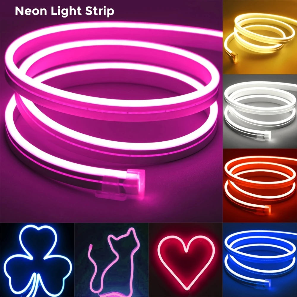 RGB Flexible Neon Strip Lights with App/Remote Control, Multiple Modes, Music Sync,  IP65 Waterproof LED Strip Neon Rope Lamp