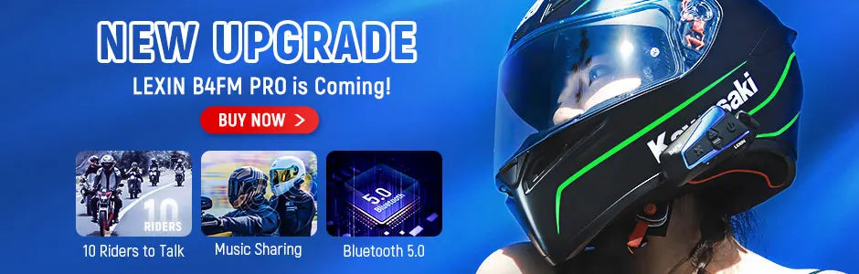 LEXIN LX-B4FM-X Intercom Headset&Clip Set for Full/Half Helmet with High Quality and Loud Sound Bluetooth Headphone Jack Plug