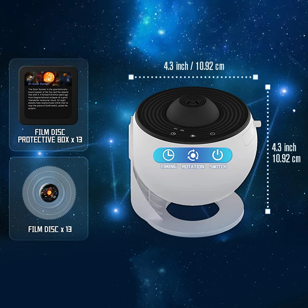 Projecteur ciel étoilé Galaxy 13 en 1 – Veilleuse LED rotative 360° avec minuteur