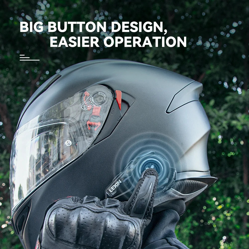 Lexin G2P Motorcycle Intercom Helmet Bluetooth Headsets,Handsfree Communicator Up to 6 Riders Interphone with FM Radio