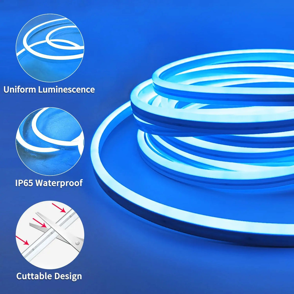 Neon Rope Lights,Flexible Led Rope Lights Control with App/Remote,Multiple Modes Rope Lights,IP65 Outdoor RGB Led Neon Lights Wa