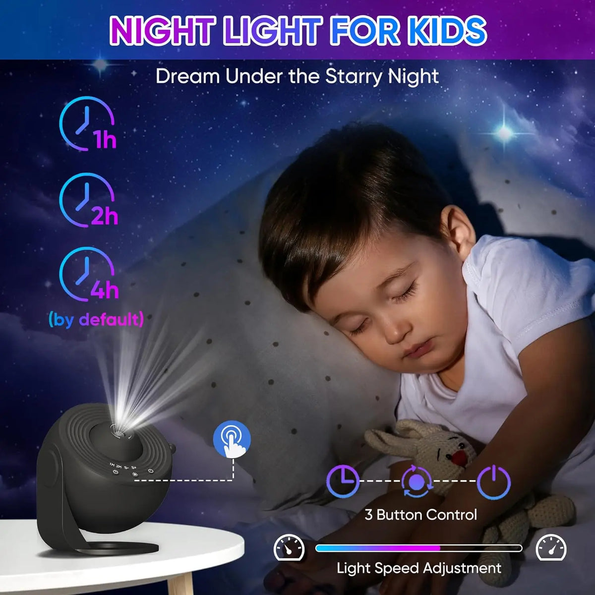 Projecteur ciel étoilé Galaxy 13 en 1 – Veilleuse LED rotative 360° avec minuteur