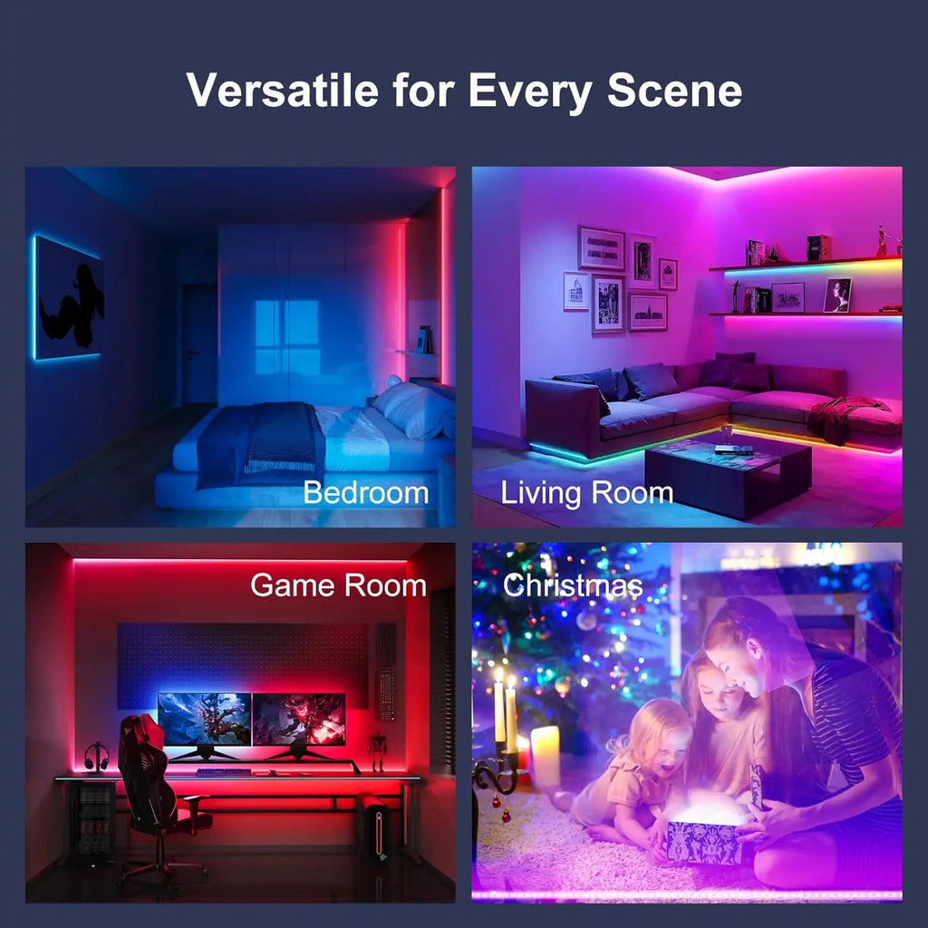 40M/30M RGB LED Strip Lights with Remote Control Bluetooth App, Dimmable Colour Changing LED Fairy Lamps Music Sync for Room