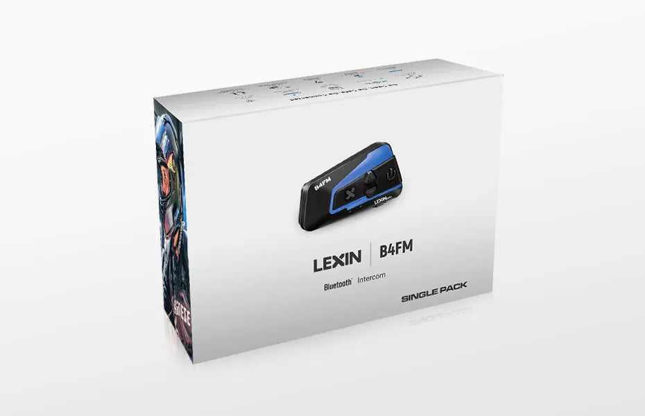 Lexin B4FM-X Bluetooth Motorcycle Intercom Helmet Headsets,BT 5.0 Wireless Communication Interphone Music Sharing 10 Riders