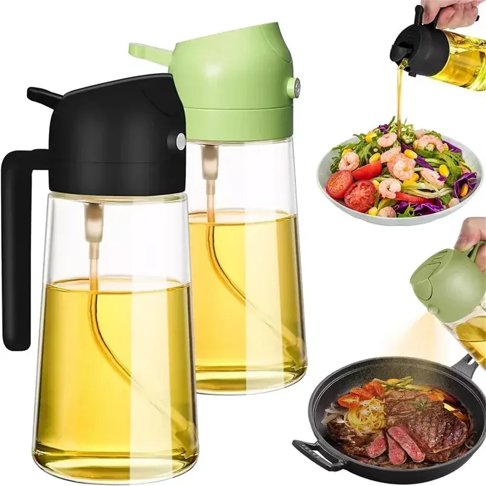 Pulvérisateur d'huile d'olive 2en1 en verre 470 ml – Spray et verseur pour cuisine