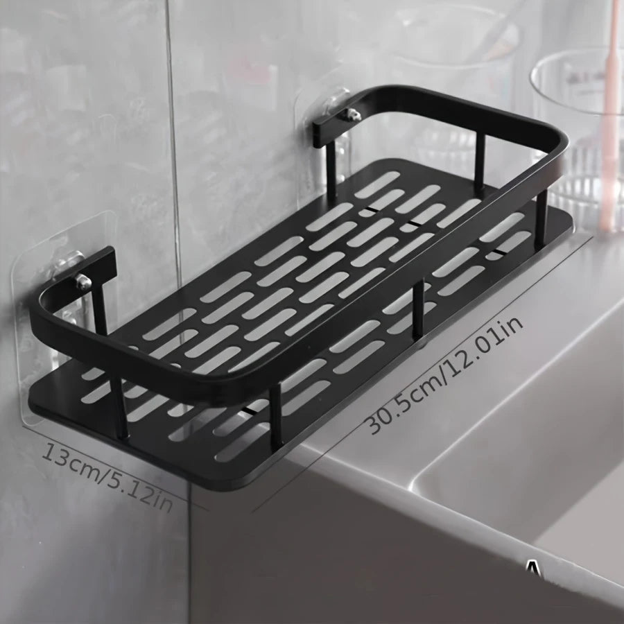 Punch Free Wall Mounted Bathroom Shelf No Drill Shower Shelf Kitchen Storage Organizer Shampoo Rack Makeup Storage Organizer