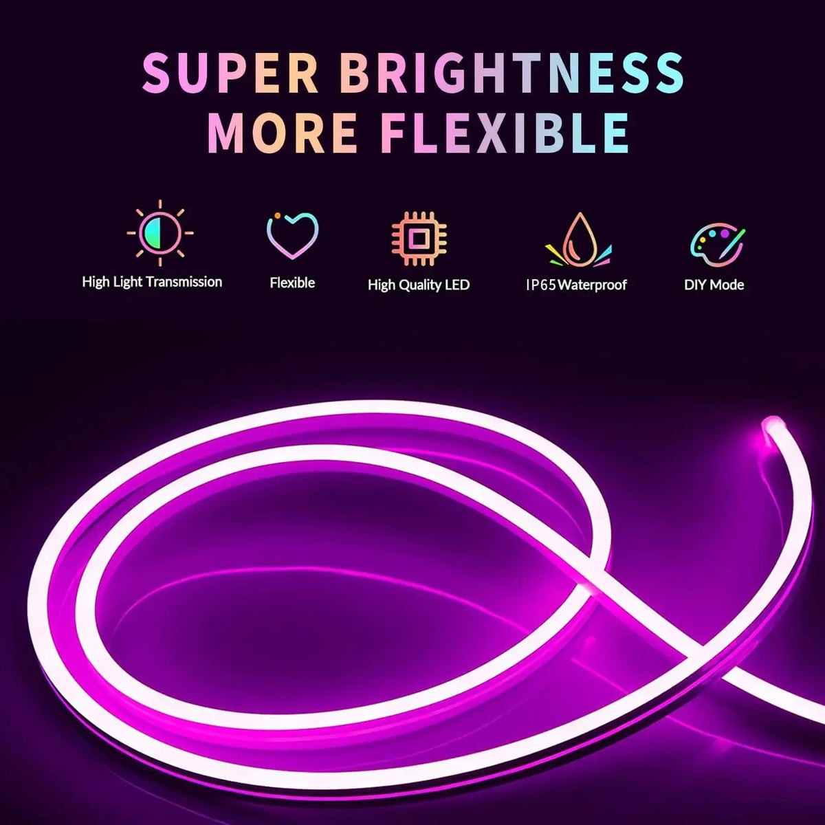 Neon Rope Lights,Flexible Led Rope Lights Control with App/Remote,Multiple Modes Rope Lights,IP65 Outdoor RGB Led Neon Lights Wa