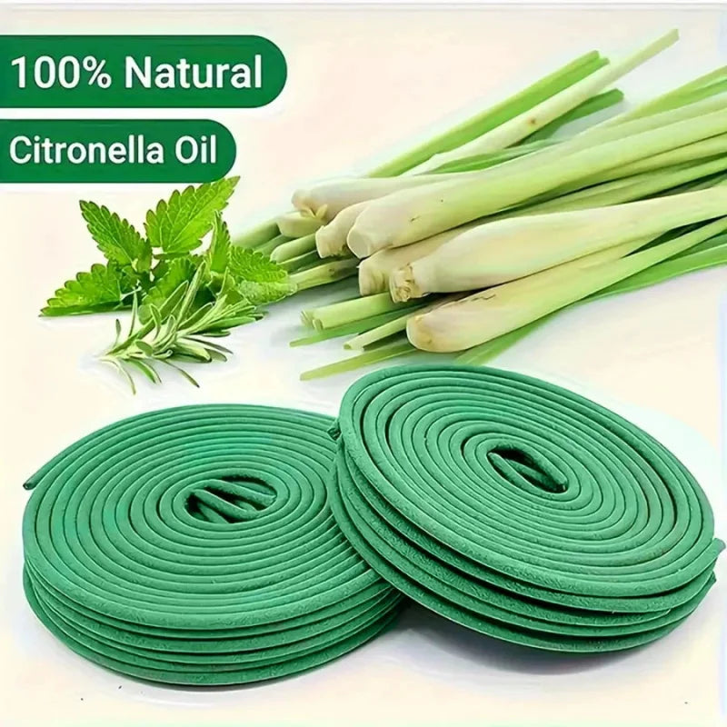 Natural Lemongrass Mosquito Repellent Coils - 40 Hour Long-Lasting Incense, Includes Hanger Bracket for Indoor & Outdoor Use